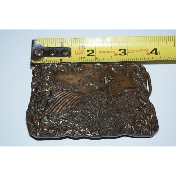 Nice Vintage 1977 Large Pheasant Bird Hunter Heavy Brass Tone Belt Buckle Rare - Picture 5 of 5